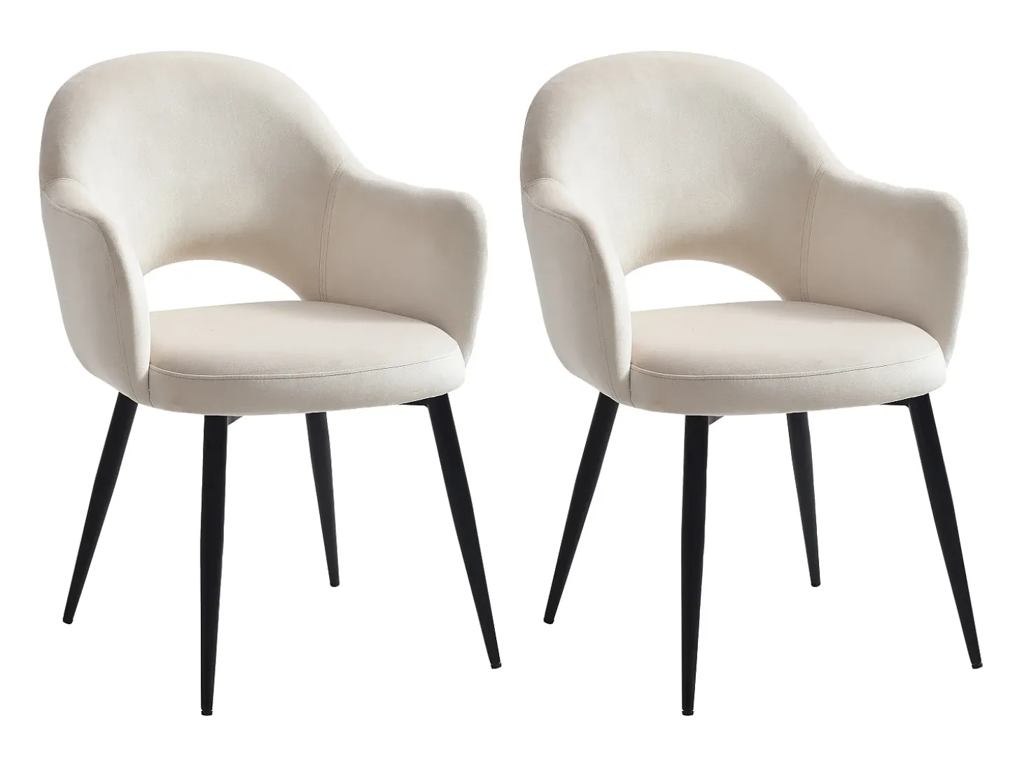 Conjunto de 2 sillas con reposabrazos de terciopelo y metal negro - Beige - ALSEY de Maison Céphy
