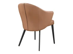 Conjunto de 2 sillas con reposabrazos de piel y acero negro - Camel - MIBELLY de Maison Céphy