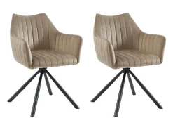 Conjunto de 2 sillas con reposabrazos en terciopelo y metal - beige - IZIALI