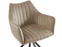 Conjunto de 2 sillas con reposabrazos en terciopelo y metal - beige - IZIALI