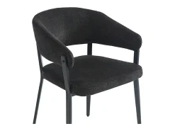 Conjunto de 6 sillas con reposabrazos de tela y metal - Negro - AVRELA