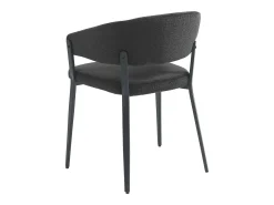 Conjunto de 6 sillas con reposabrazos de tela y metal - Negro - AVRELA