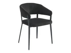 Conjunto de 6 sillas con reposabrazos de tela y metal - Negro - AVRELA