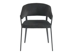Conjunto de 6 sillas con reposabrazos de tela y metal - Negro - AVRELA