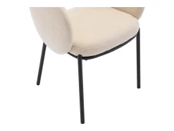Conjunto de 6 sillas con reposabrazos en tejido texturizado y metal negro - Beige - ACACILIO