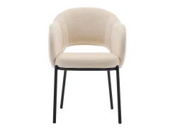 Conjunto de 6 sillas con reposabrazos en tejido texturizado y metal negro - Beige - ACACILIO