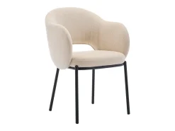 Conjunto de 6 sillas con reposabrazos en tejido texturizado y metal negro - Beige - ACACILIO