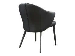 Conjunto de 6 sillas con reposabrazos de piel y acero - Negro - MIBELLY de Maison Céphy