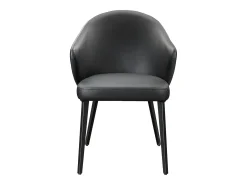 Conjunto de 6 sillas con reposabrazos de piel y acero - Negro - MIBELLY de Maison Céphy