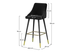 Conjunto de 2 sillas de bar de 78 cm en terciopelo negro - Aristote