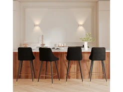 Conjunto de 2 sillas de bar de 78 cm en terciopelo negro - Aristote