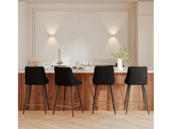 Conjunto de 2 sillas de bar de 78 cm en terciopelo negro - Aristote