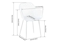 Conjunto de 4 Sillas de Brazos Blancas Estilo Escandinavo - Comedor/Cocina - Diseño Escandinavo - 52 x 56 x 84.5 cm