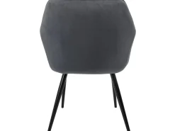 Conjunto de 4 sillas de comedor en terciopelo antracita patas acero acolchado ML-Design