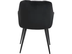 Conjunto de 6 sillas de comedor acolchadas Con reposabrazos - Terciopelo y metal negro. Negro. PEGA