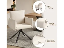 Conjunto de 4 sillas de comedor - 60 x 60 x 88 cm - sillas tapizadas - giratorias 360° - lino - beige