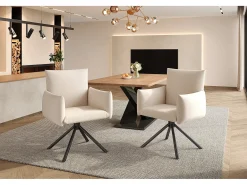 Conjunto de 4 sillas de comedor - 60 x 60 x 88 cm - sillas tapizadas - giratorias 360° - lino - beige