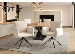 Conjunto de 4 sillas de comedor - 60 x 60 x 88 cm - sillas tapizadas - giratorias 360° - lino - beige