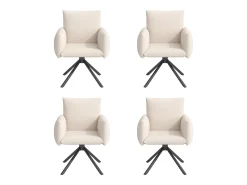 Conjunto de 4 sillas de comedor - 60 x 60 x 88 cm - sillas tapizadas - giratorias 360° - lino - beige