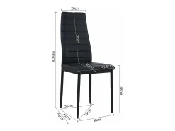 Conjunto de 4 Sillas de Comedor Negro de PVC y Metal