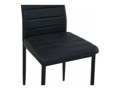 Conjunto de 4 Sillas de Comedor Negro de PVC y Metal