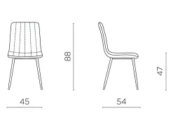 Conjunto de 4 sillas de comedor modernas en tejido azul 