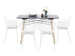 Conjunto de 6 Sillas de Comedor Blancas de Plástico Estilo Escandinavo - Ideales para Interior y Exterior