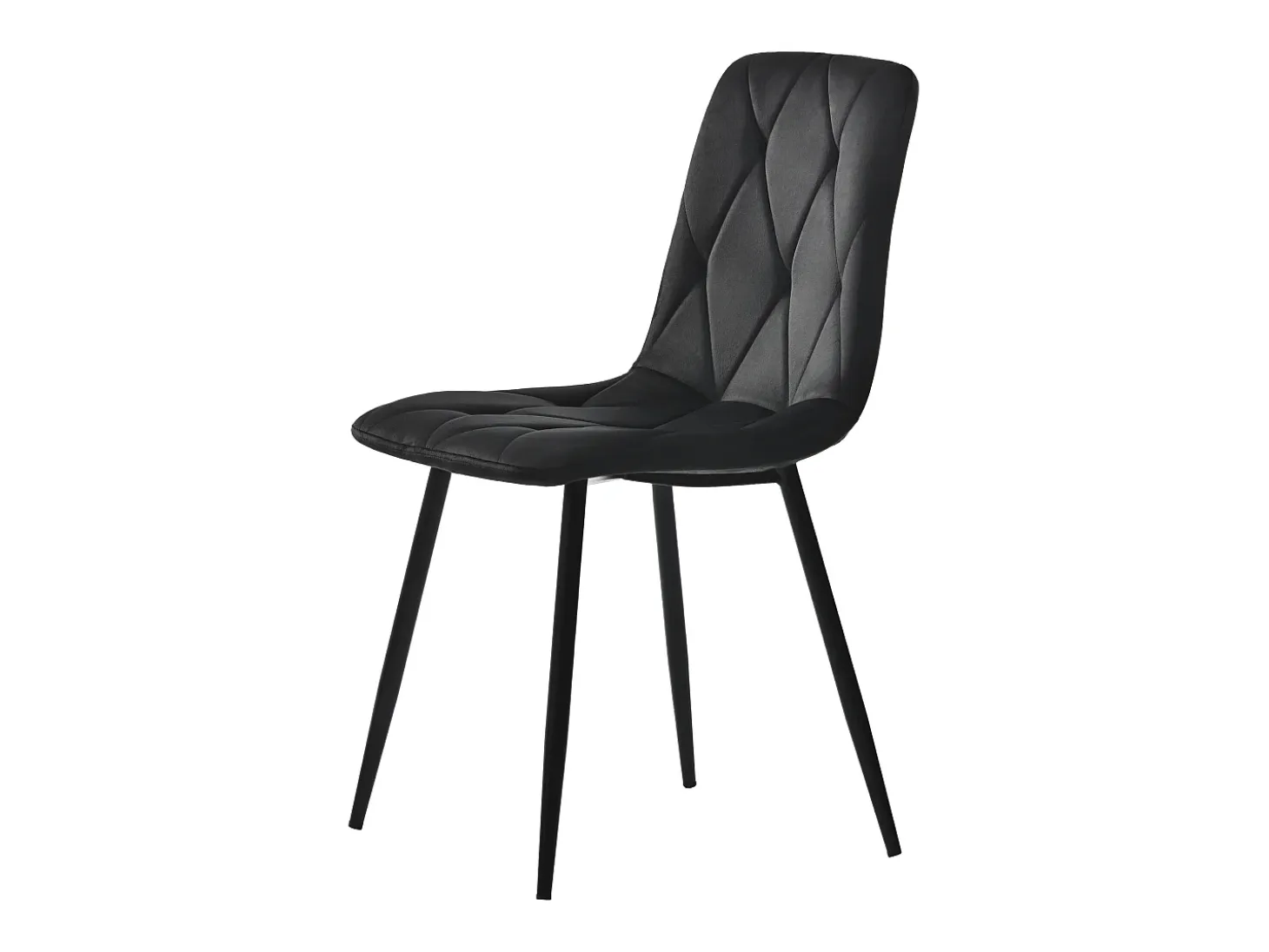 Conjunto de 4 sillas de comedor en terciopelo negro con respaldo acolchado y patas de metal