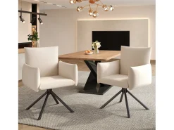 Conjunto de 6 sillas de comedor - 60 x 60 x 88 cm - sillas tapizadas - giratorias 360° - lino - beige
