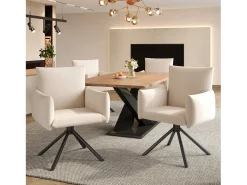 Conjunto de 6 sillas de comedor - 60 x 60 x 88 cm - sillas tapizadas - giratorias 360° - lino - beige