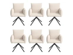 Conjunto de 6 sillas de comedor - 60 x 60 x 88 cm - sillas tapizadas - giratorias 360° - lino - beige