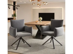 Conjunto de 6 sillas de comedor - 60 x 60 x 88 cm - sillas tapizadas - giratorias 360° - terciopelo - gris