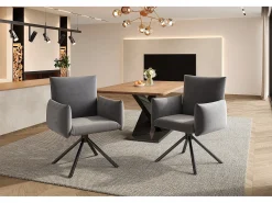 Conjunto de 6 sillas de comedor - 60 x 60 x 88 cm - sillas tapizadas - giratorias 360° - terciopelo - gris