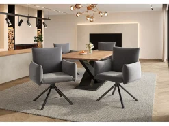 Conjunto de 6 sillas de comedor - 60 x 60 x 88 cm - sillas tapizadas - giratorias 360° - terciopelo - gris