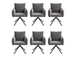 Conjunto de 6 sillas de comedor - 60 x 60 x 88 cm - sillas tapizadas - giratorias 360° - terciopelo - gris