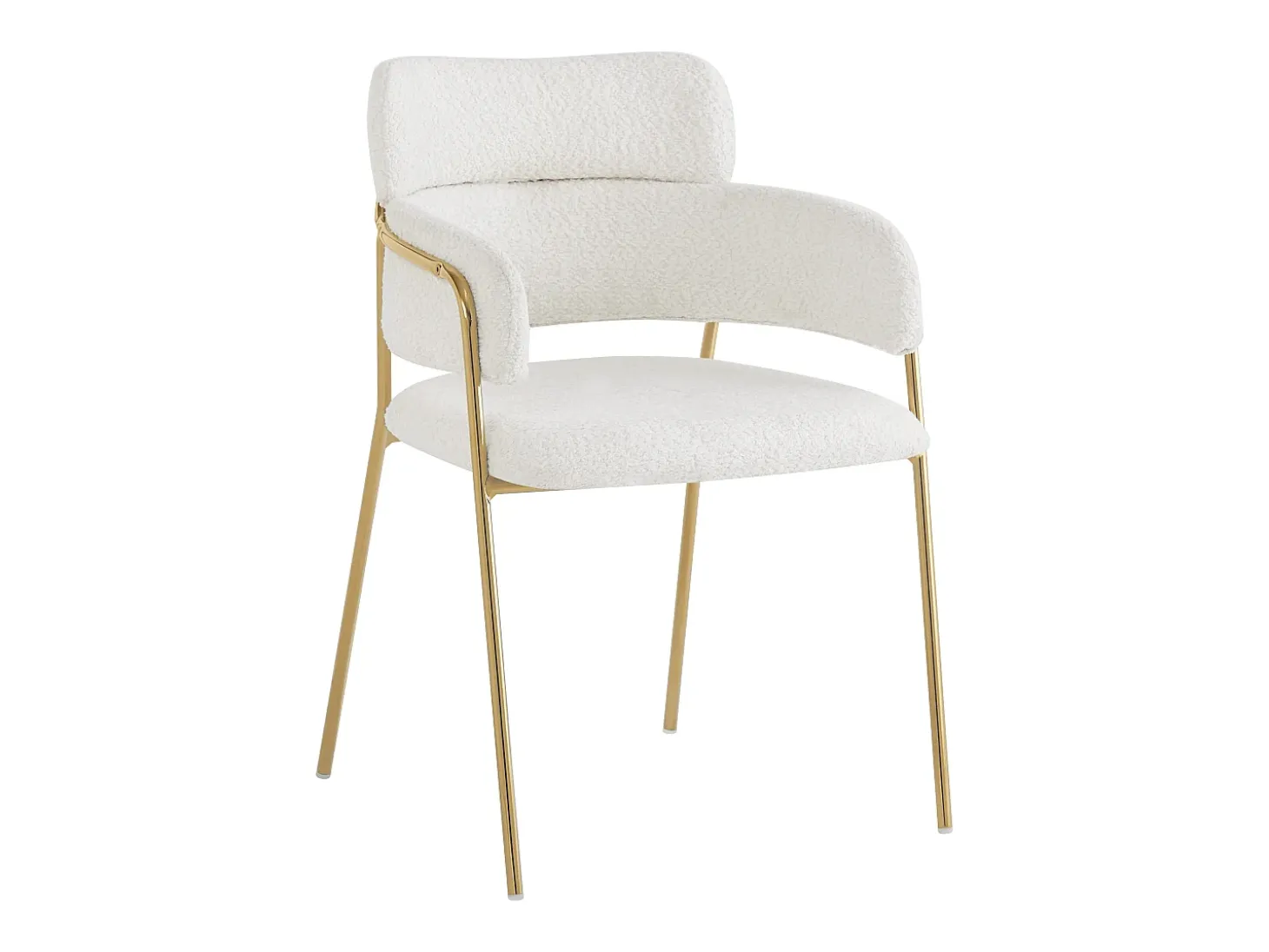 Conjunto de 6 sillas de comedor con respaldo y reposabrazos - 52 x 54 x 77 cm - Patas de terciopelo y oro - Beige
