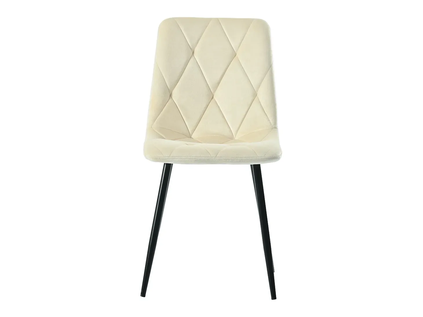Conjunto de 4 sillas de comedor en terciopelo beige con respaldo acolchado y patas de metal negro