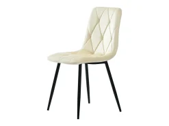 Conjunto de 4 sillas de comedor en terciopelo beige con respaldo acolchado y patas de metal negro