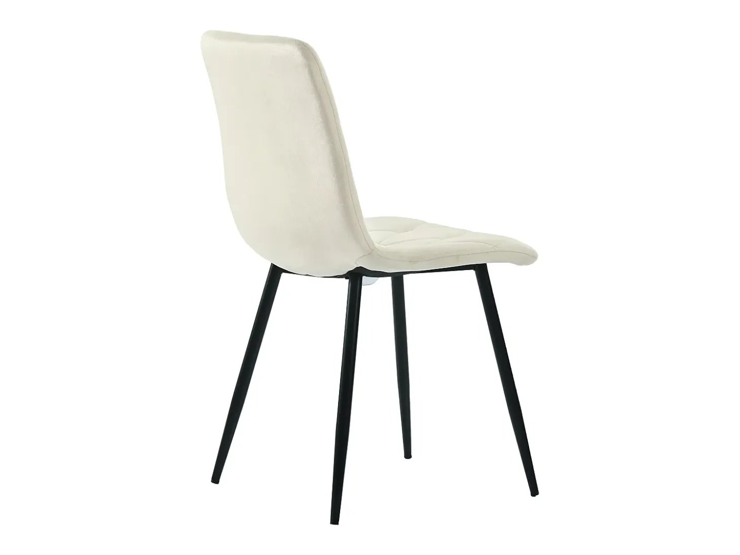 Conjunto de 4 sillas de comedor en terciopelo beige con respaldo acolchado y patas de metal negro