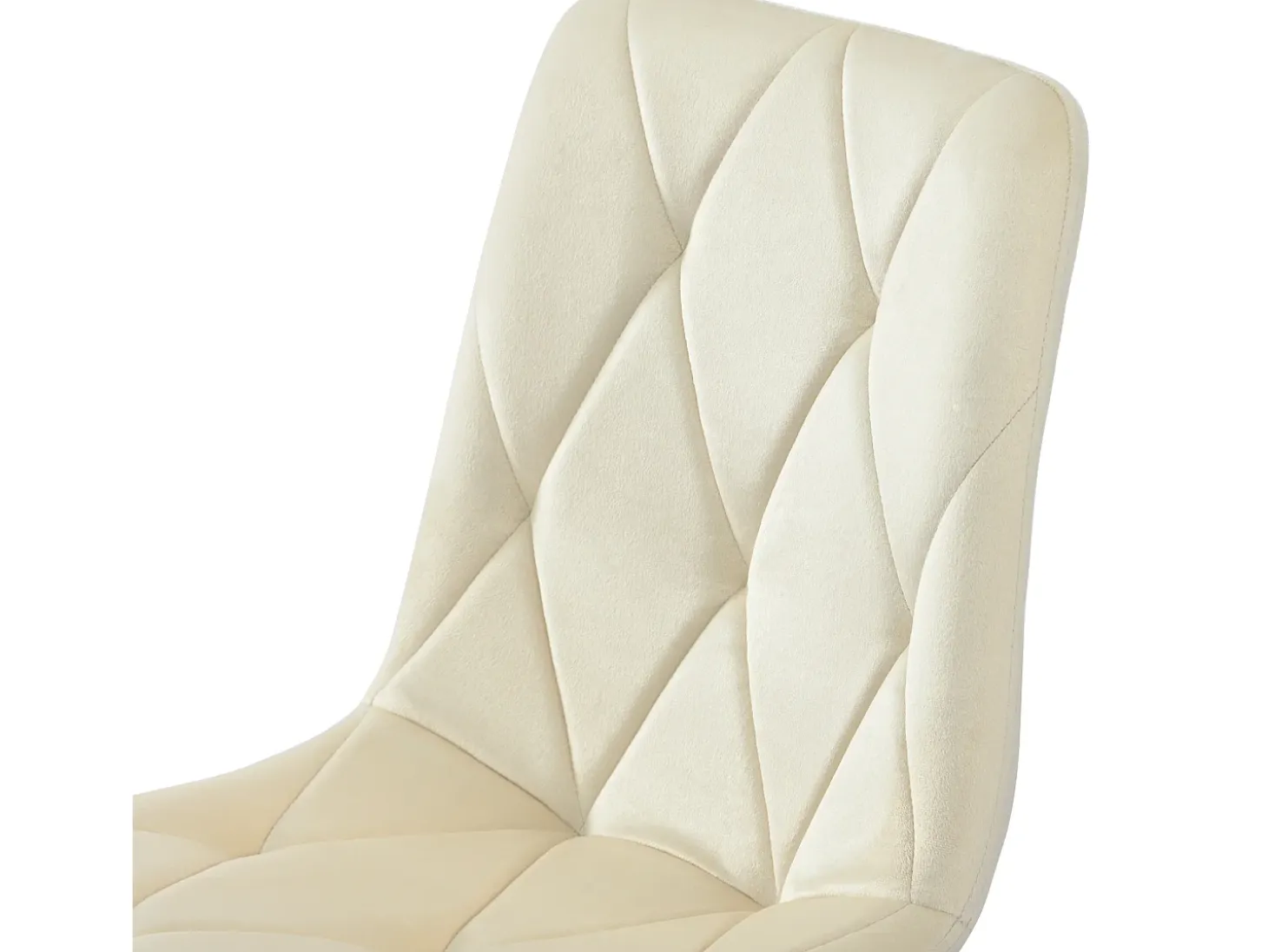 Conjunto de 4 sillas de comedor en terciopelo beige con respaldo acolchado y patas de metal negro