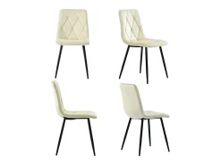 Conjunto de 4 sillas de comedor en terciopelo beige con respaldo acolchado y patas de metal negro