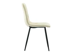Conjunto de 4 sillas de comedor en terciopelo beige con respaldo acolchado y patas de metal negro