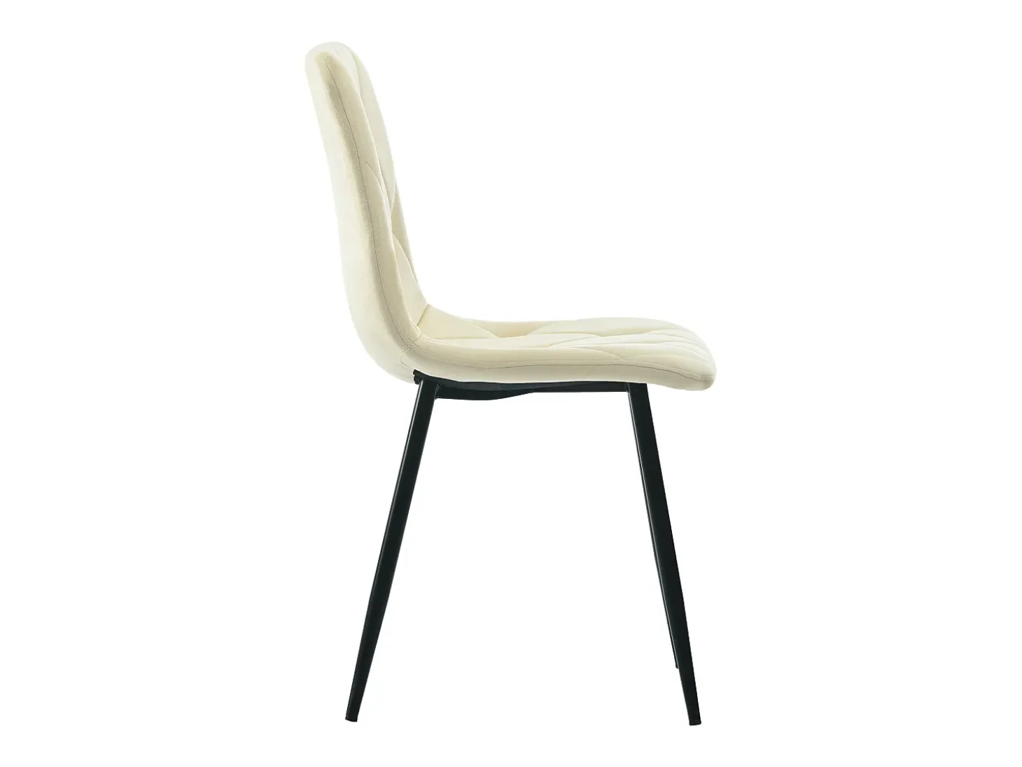 Conjunto de 4 sillas de comedor en terciopelo beige con respaldo acolchado y patas de metal negro