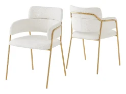 Conjunto de 6 sillas de comedor, diseño moderno, tela de terciopelo gris, patas de metal dorado, ergonómicas, reposabrazos (51x44x77 cm)