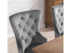 Conjunto de 6 sillas de comedor, estampado de rombos, terciopelo, 4 patas de metal, amarillo (59,69x59,69x58,42 cm)