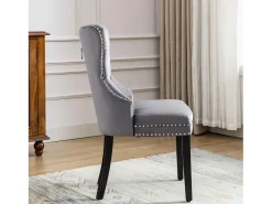 Conjunto de 6 sillas de comedor, estampado de rombos, terciopelo, 4 patas de metal, amarillo (59,69x59,69x58,42 cm)
