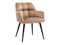 Conjunto de 2 sillas de comedor acolchadas Con reposabrazos - Terciopelo y metal negro. Beige. PEGA