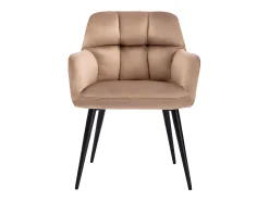 Conjunto de 2 sillas de comedor acolchadas Con reposabrazos - Terciopelo y metal negro. Beige. PEGA