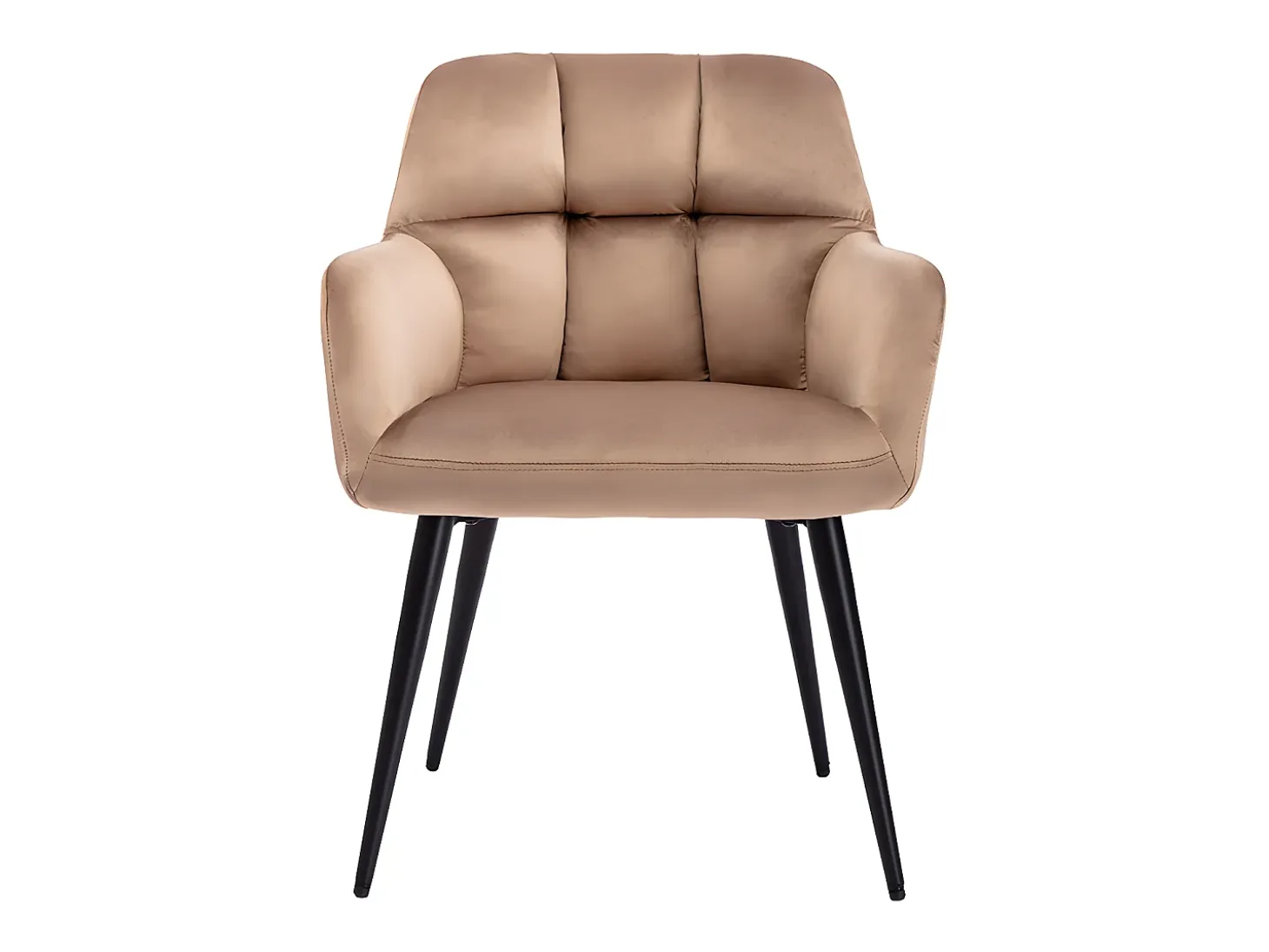 Conjunto de 2 sillas de comedor acolchadas Con reposabrazos - Terciopelo y metal negro. Beige. PEGA