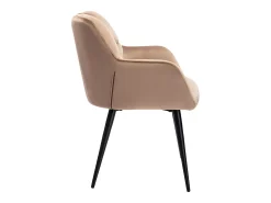 Conjunto de 2 sillas de comedor acolchadas Con reposabrazos - Terciopelo y metal negro. Beige. PEGA